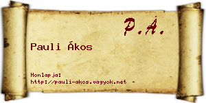 Pauli Ákos névjegykártya
